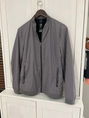 Antony Morato Men's Grey Nylon Zip-Up Bomber Jacket